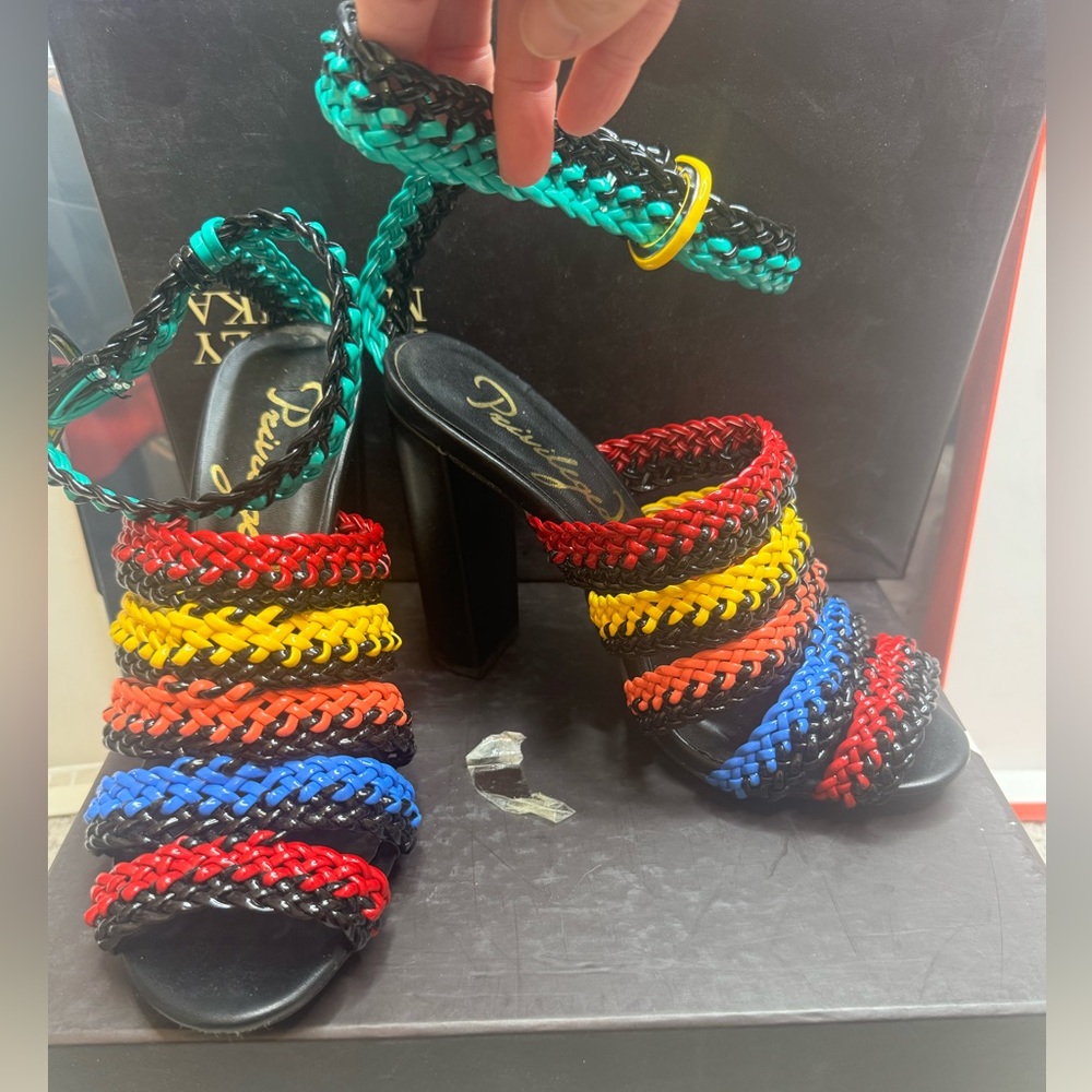 Privileged multi color women heeled sandals
